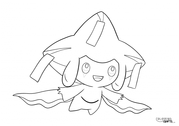 A drawing of Jirchi from Pokemon with a plain background to print and colour for free.