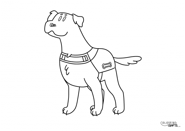 A drawing Of Kiki the Guide Dog from Dog Squad with a plain background to print and colour for free.