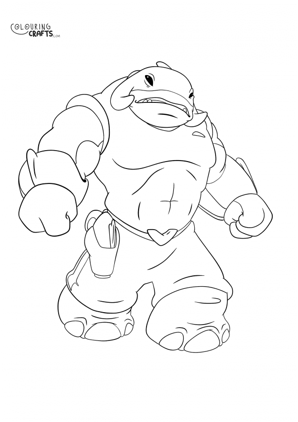 A drawing Of Gantu from Lilo And Stitch with a plain background to print and colour for free.