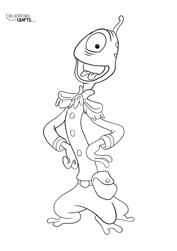 A drawing Of Pleakley from Lilo And Stitch with a plain background to print and colour for free.