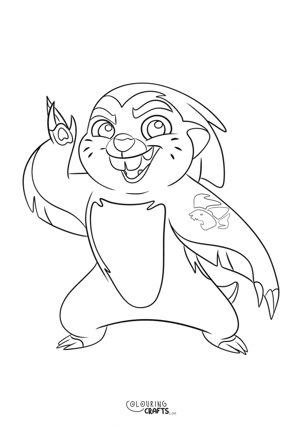 A drawing of Bunga from The Lion Guard with a plain background to print and colour for free.
