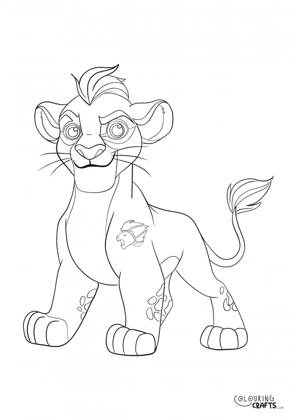 A drawing of Kion from The Lion Guard with a plain background to print and colour for free.