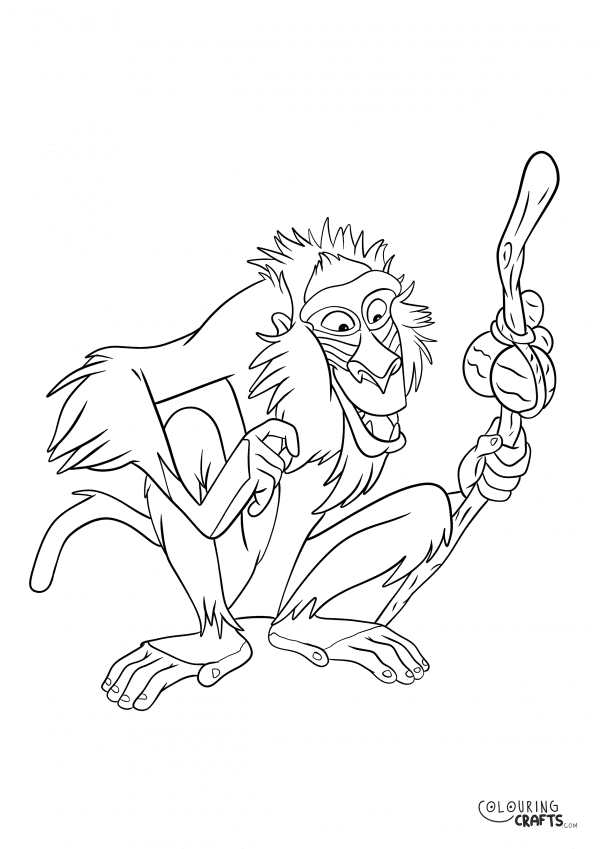 A drawing Of Rafiki from The Lion King with a plain background to print and colour for free.