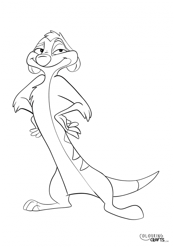 A drawing Of Timon from The Lion King with a plain background to print and colour for free.