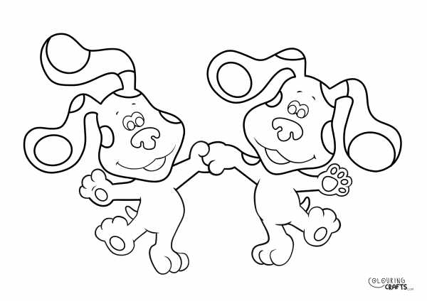 A drawing Of Blue And Magenta Dancing from Blues Clues with a plain background to print and colour for free.