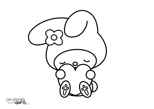 A drawing of My Melody from Hello Kitty with a plain background to print and colour for free.
