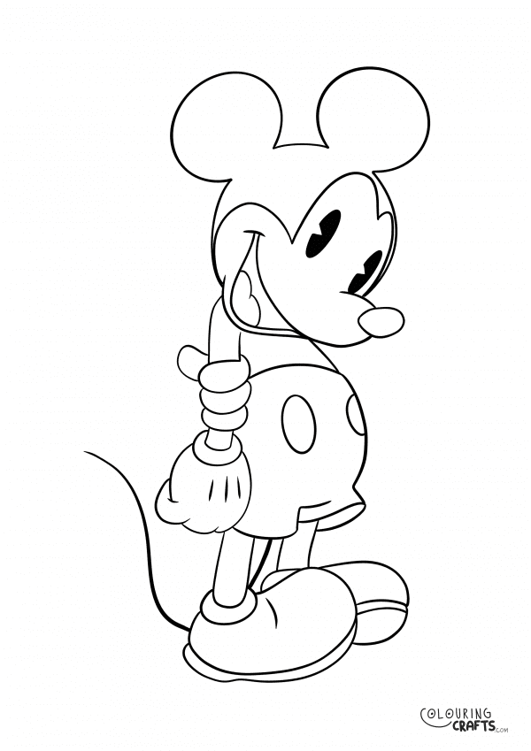 A drawing of Micky Mouse with a plain background to print and colour for free.