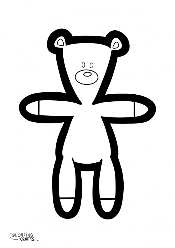 A drawing Of Teddy from Mr Bean with a plain background to print and colour for free.