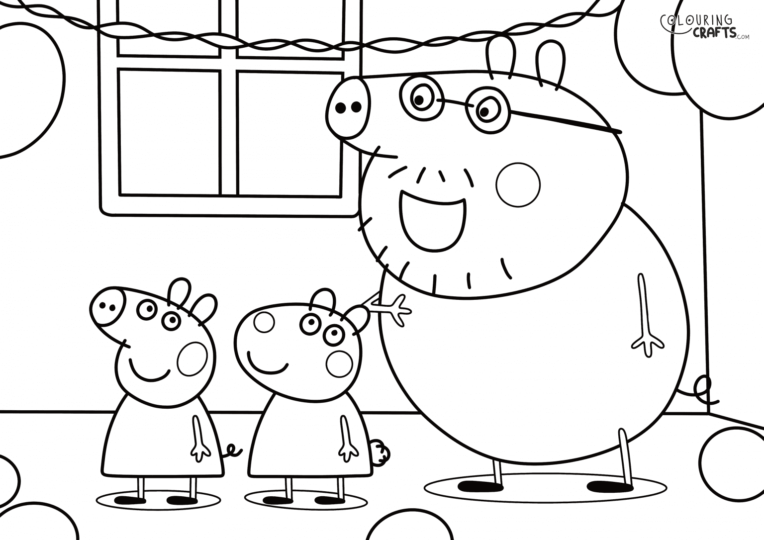 Peppa Pig Party Colouring Page - Colouring Crafts