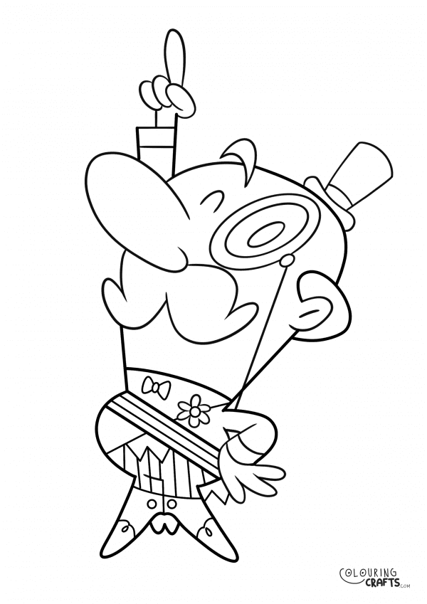 A drawing Of Mayor Of Townsville from The Powerpuff Girls with a plain background to print and colour for free.