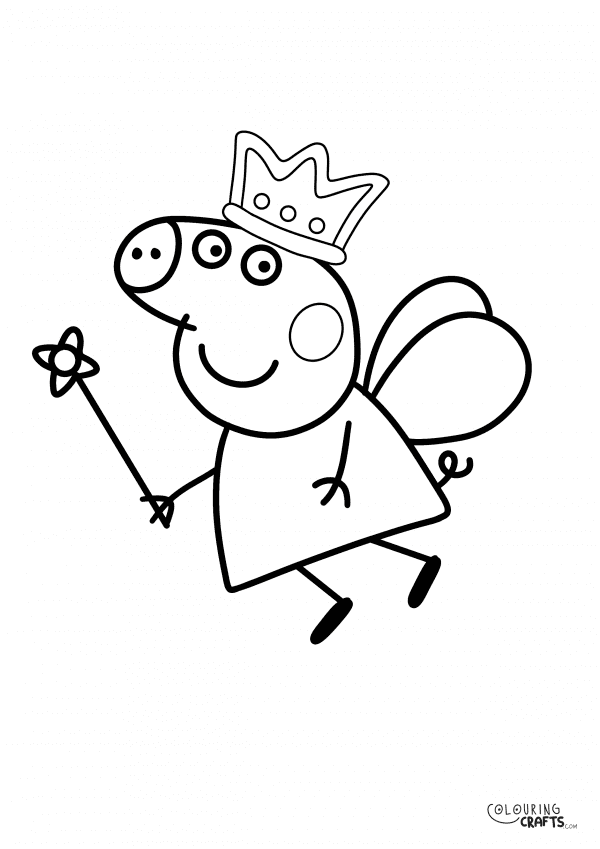 A drawing Of Princess Peppa from Peppa Pig with a plain background to print and colour for free.