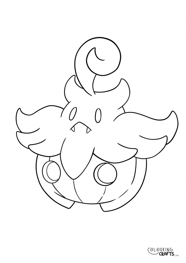 A drawing of Pumpkaboo from Pokemon with a plain background to print and colour for free.