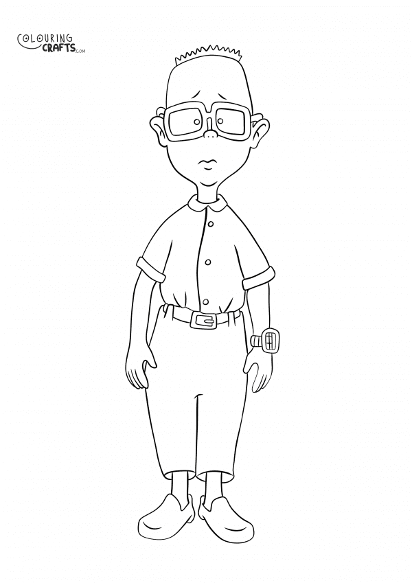 A drawing of Gus Griswald from Recess with a plain background to print and colour for free.