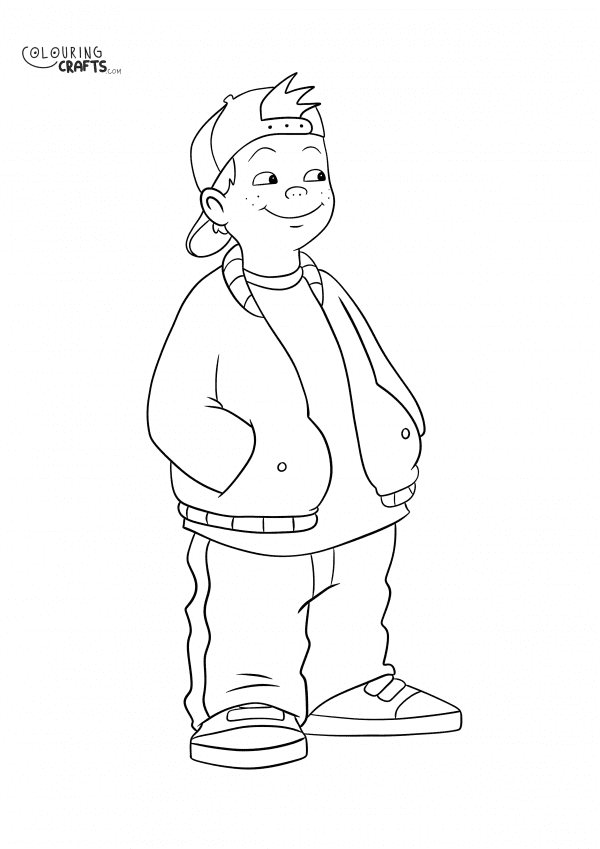 A drawing of TJ from Recess with a plain background to print and colour for free.