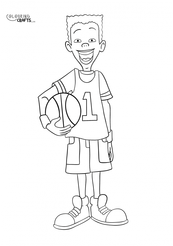 A drawing of Vince LaSalle from Recess with a plain background to print and colour for free.