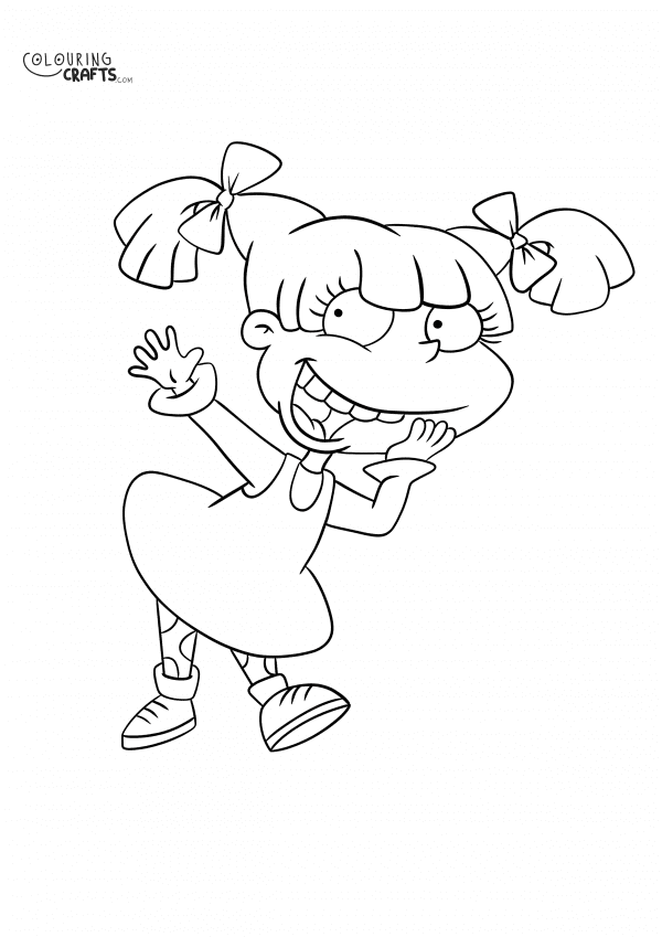 A drawing of Angelica from Rugrats with a plain background to print and colour for free.