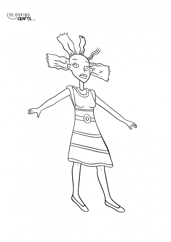 A drawing of Cynthia Doll from Rugrats with a plain background to print and colour for free.