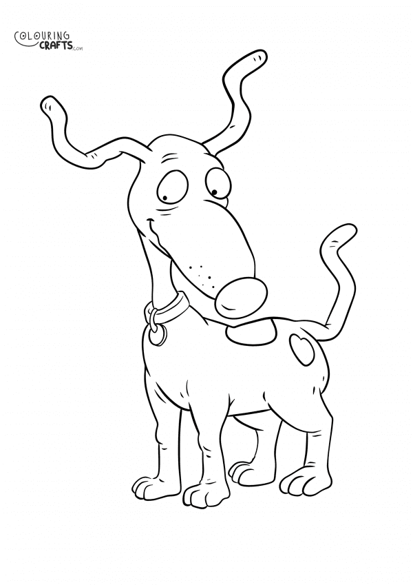 A drawing of Spike from Rugrats with a plain background to print and colour for free.