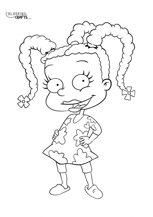A drawing of Susie from Rugrats with a plain background to print and colour for free.