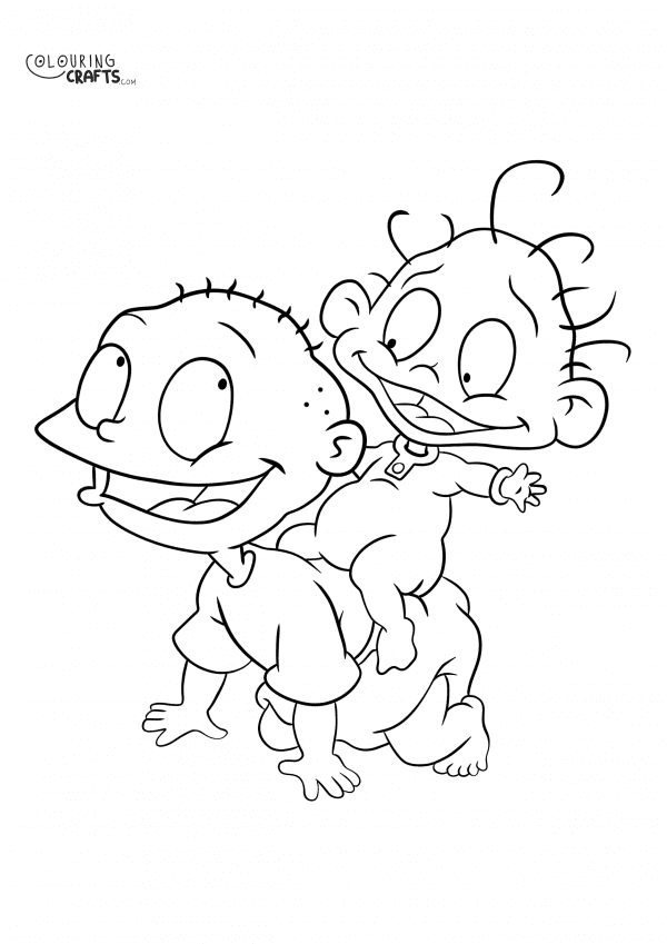 A drawing of Tommy And Dill from Rugrats with a plain background to print and colour for free.