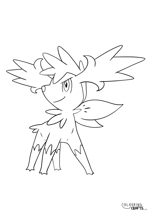 A drawing of Shaymin Forme Pokemon from Pokemon with a plain background to print and colour for free.