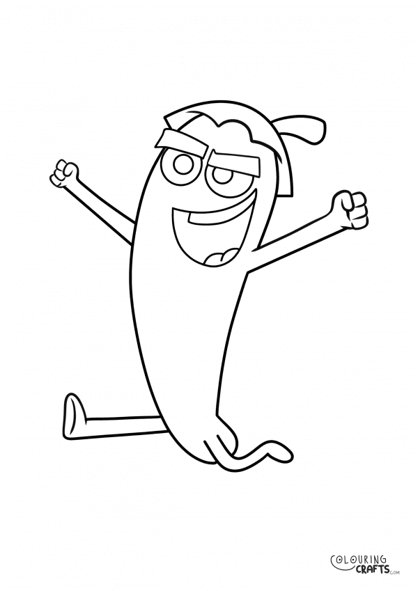 A drawing of Chillie from Supertato with a plain background to print and colour for free.