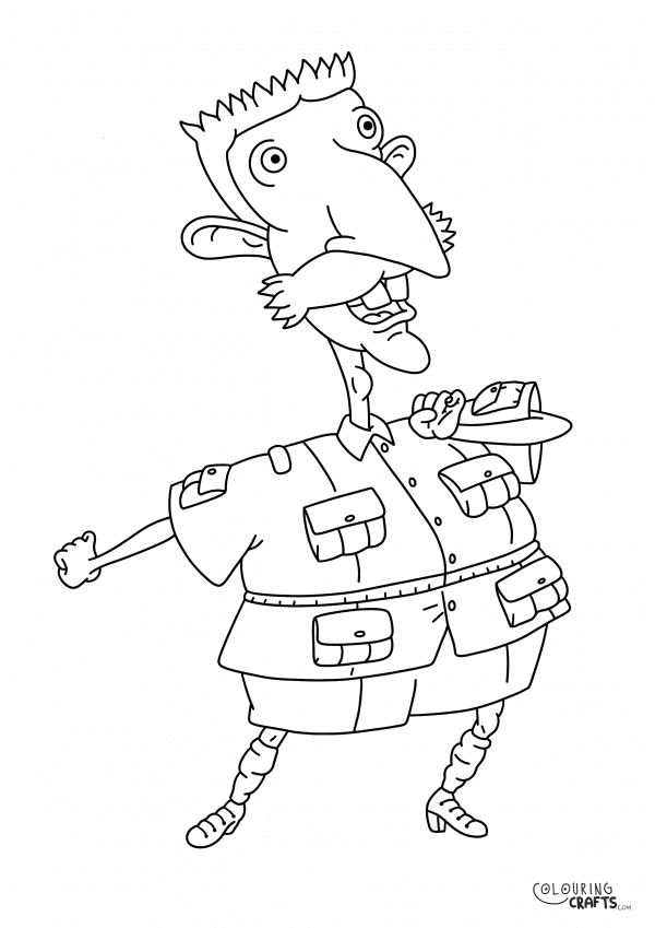 A drawing of Nigel from The Wild Thornberrys with a plain background to print and colour for free.