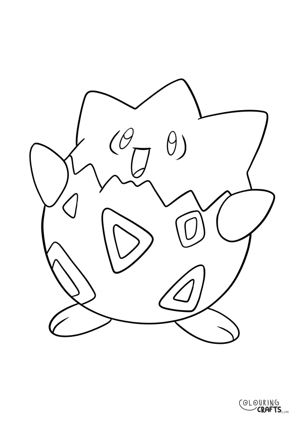 A drawing of Togepi from Pokemon with a plain background to print and colour for free.