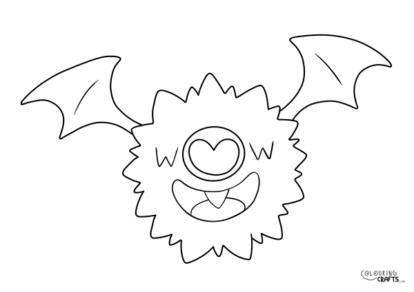 A drawing of Woobat from Pokemon with a plain background to print and colour for free.