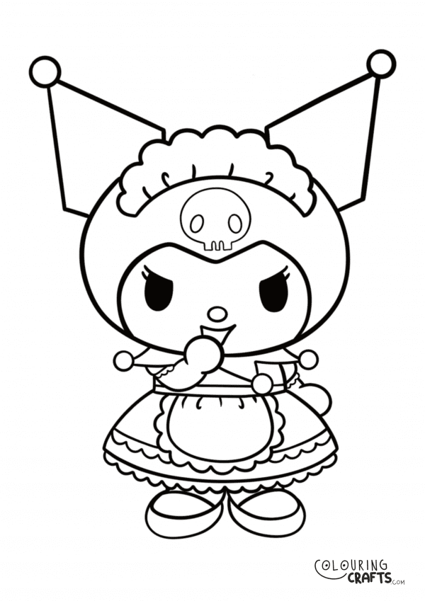 A drawing of Kuromi from Hello Kitty with a plain background to print and colour for free.